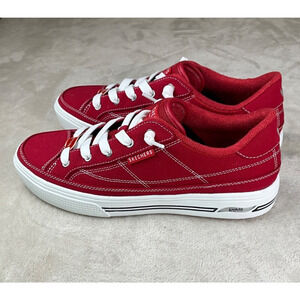 Skechers Arch Fit Arcade Arcata Red Canvas Slip-On Sneakers Womens 9 NWOB